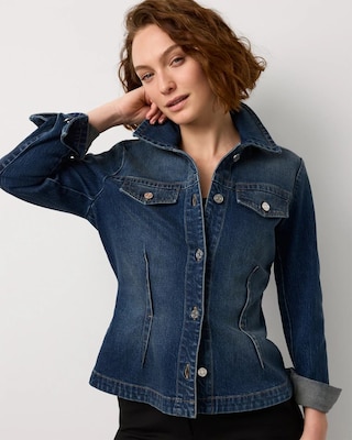 Pleated Denim Trucker Jacket | White House Black Market